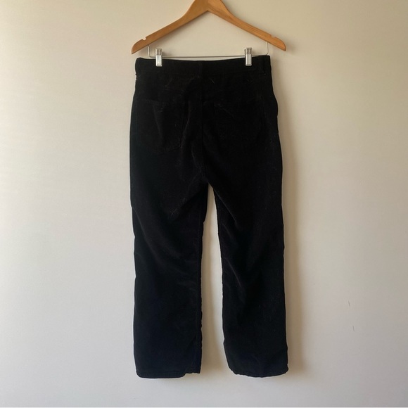 Zara Corduroy Cotton Blend Wide Straight Leg Pants Black - Picture 3 of 11